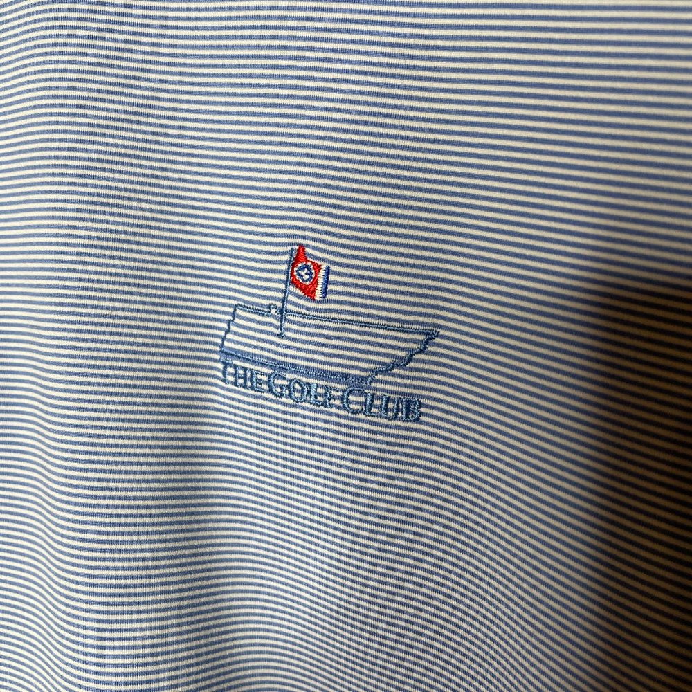 Men's Peter Millar Summer Comfort Short Sleeve Blue Striped Golf Polo Medium - Picture 3 of 8